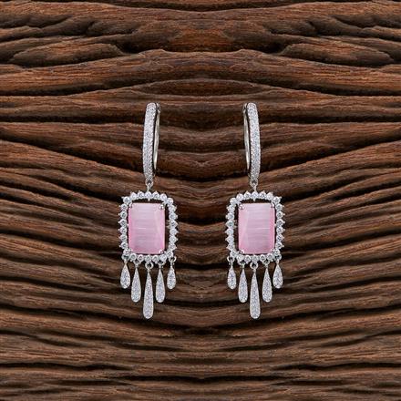 Cubic Zirconia Short Earring With Rhodium Plating