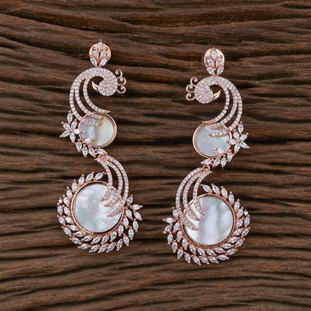 Cubic Zirconia Mother Of Pearl Earring With Rose Gold Plating