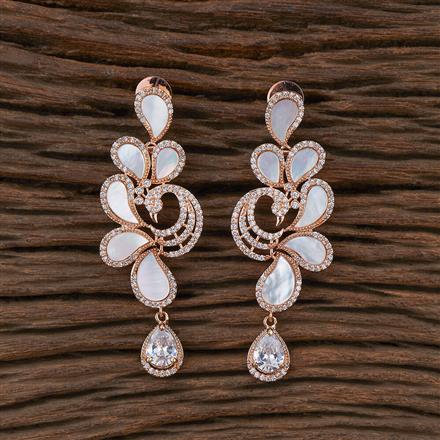 Cubic Zirconia Mother Of Pearl Earring With Rose Gold Plating