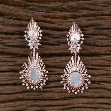 Cubic Zirconia Mother Of Pearl Earring With Rose Gold Plating