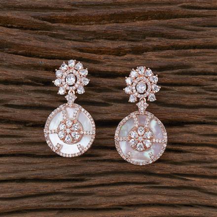 Cubic Zirconia Mother Of Pearl Earring With Rose Gold Plating