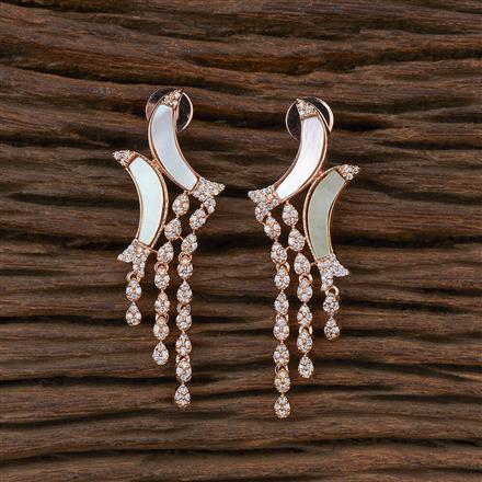 Cubic Zirconia Mother Of Pearl Earring With Rose Gold Rhodium Plating