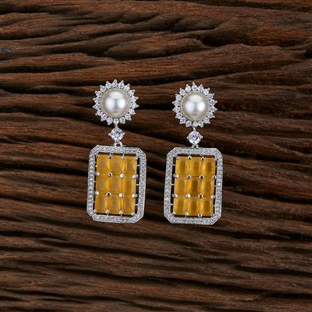 Cz Moti Earring With Rhodium Plating