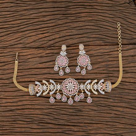 Cz Choker Necklace With 2 Tone Plating