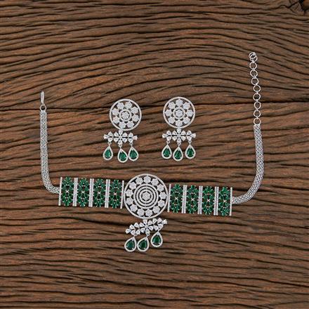 Cz Choker Necklace With Rhodium Plating