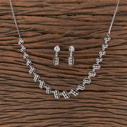 Cz Delicate Necklace With Rhodium Plating