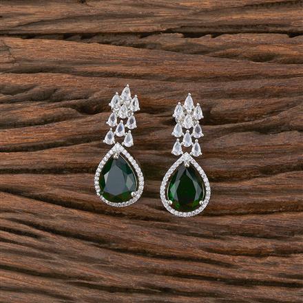 Cz Classic Earring With Rhodium Plating