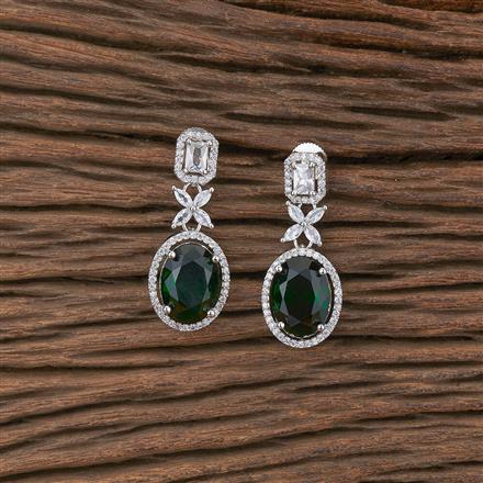 Cz Classic Earring With Rhodium Plating