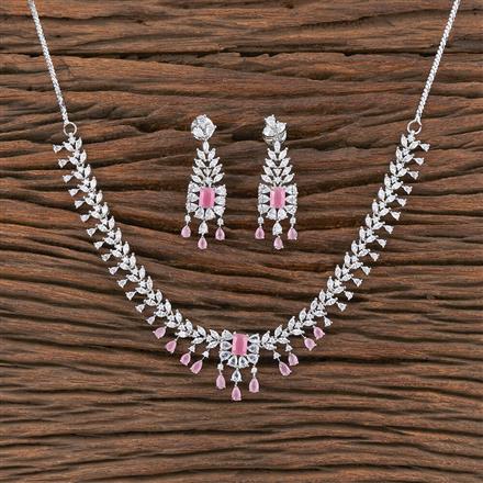 Cz Delicate Necklace With Rhodium Plating