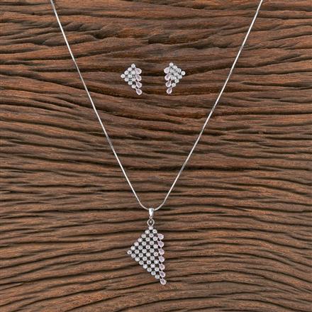 Cz Classic Pendant Set With Rhodium Plating