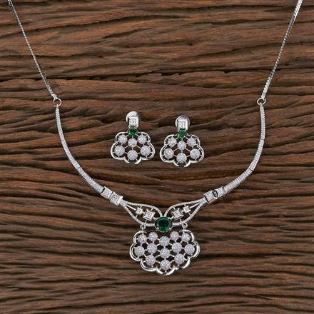 Cz Stiff Necklace With Rhodium Plating