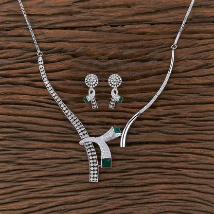 Cz Stiff Necklace With Rhodium Plating