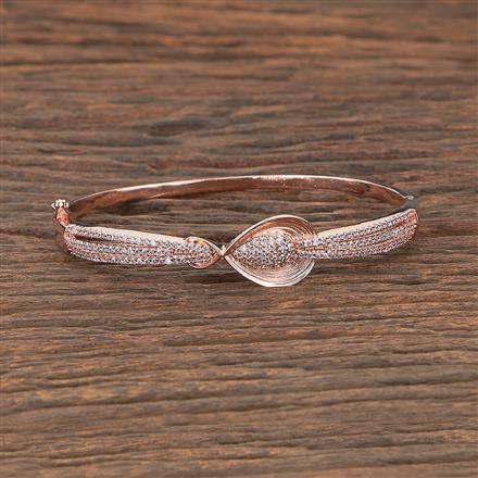 Cz Classic Kada With Silver Rose 2Tone Plating