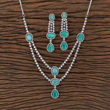 Cubic Zirconia Solitaire Necklace With Rhodium Plating