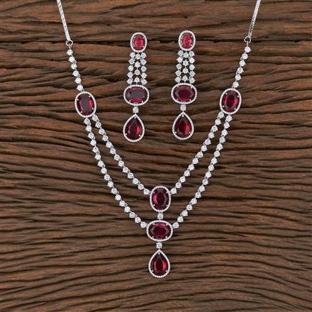 Cubic Zirconia Solitaire Necklace With Rhodium Plating