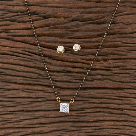 Cubic Zirconia Classic Mangalsutra With Rhodium Gold Plating