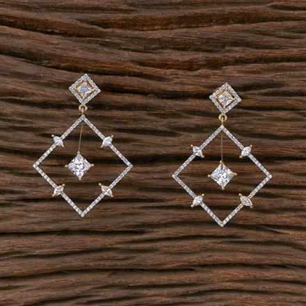 Cubic Zirconia Classic Earring With 2 Tone Rhodium Plating