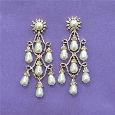 Cz Moti Earring With Carat 2 Tone Rhodium Black Plating