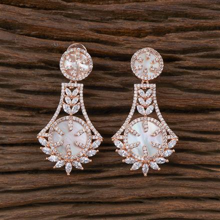 Cubic Zirconia Mother Of Pearl Earring With Rose Gold Plating
