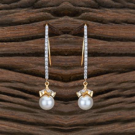 Cubic Zirconia Moti Earring With 2 Tone Rhodium Plating