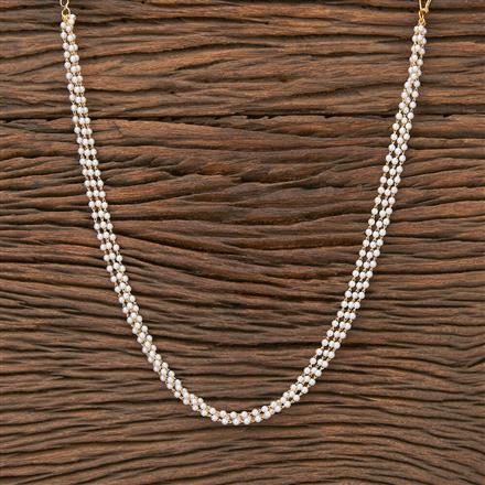 Cz Delicate Mala Necklace With Rhodium Gold Plating