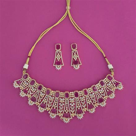 American Diamond Classic Necklace With Gold Plating