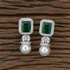 Cz Classic Earring With Rhodium Plating
