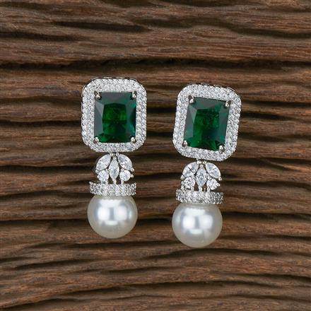 Cz Classic Earring With Rhodium Plating