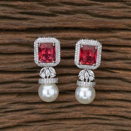 Cz Classic Earring With Rhodium Plating