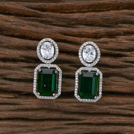 Cz Short Earring With Rhodium Plating