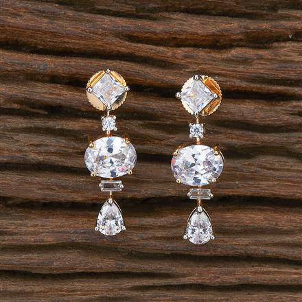 Cz Short Earring With Black Rhodium 2 Tone Plating