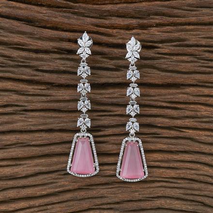 Cz Classic Earring With Rhodium Plating