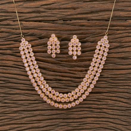 Cz 3 Line Necklace With Gold Plating