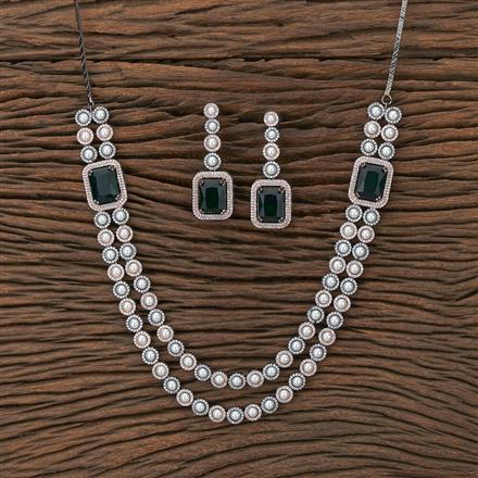 Cz 2 Line Necklace With Black Rose Plating