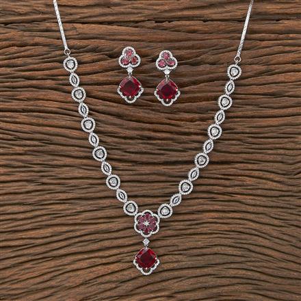 Cz Classic Necklace With Rhodium Plating
