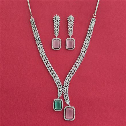 American Diamond Classic Necklace With Rhodium Plating