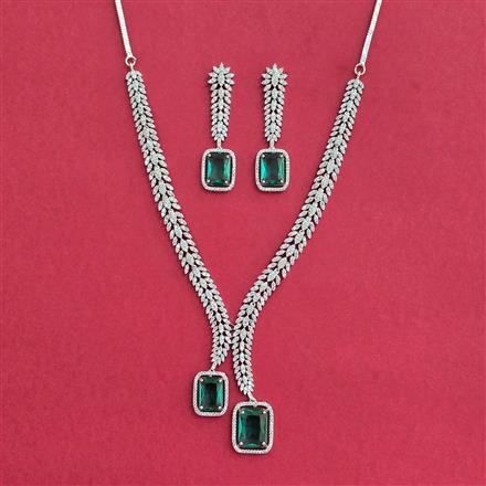 Cubic Zirconia Classic Necklace Set With Rhodium Plating