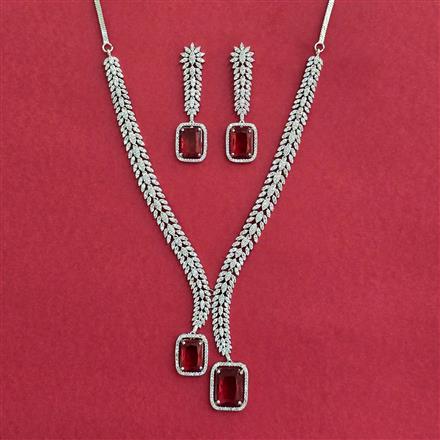 Cubic Zirconia Classic Necklace Set With Rhodium Plating