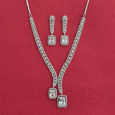 American Diamond Classic Necklace With Rhodium Plating