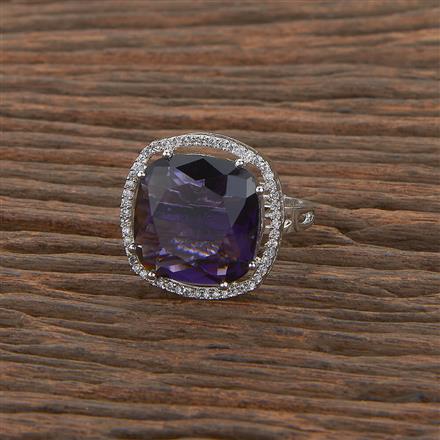 Cubic Zirconia Adjustable Ring With Rhodium Plating