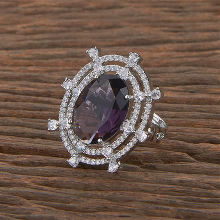 Cubic Zirconia Adjustable Ring With Rhodium Plating