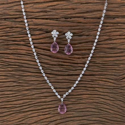 Cz Delicate Necklace With Rhodium Plating