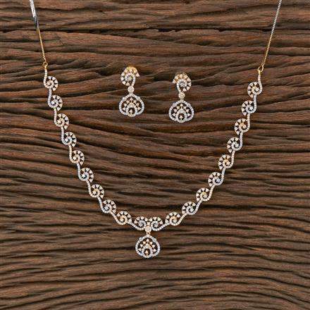 Cz Classic Necklace With Rhodium 2 Tone Plating
