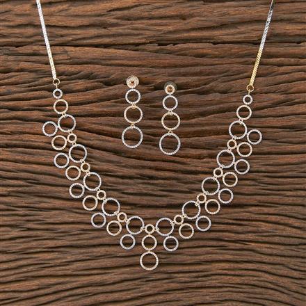 Cz Classic Necklace With Rhodium 2 Tone Plating