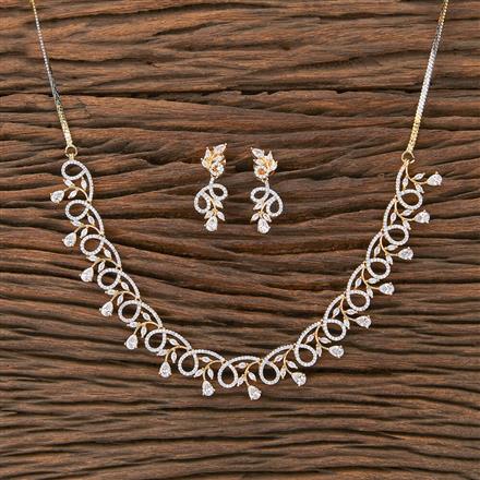 Cz Classic Necklace With Rhodium 2 Tone Plating