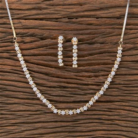 Cz Delicate Necklace With Rhodium 2 Tone Plating