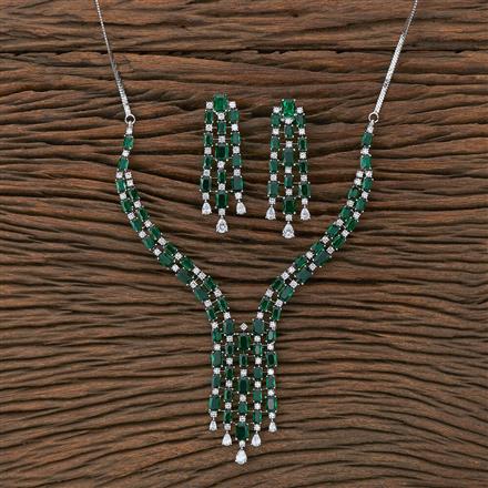 Cz Classic Necklace With Rhodium Plating