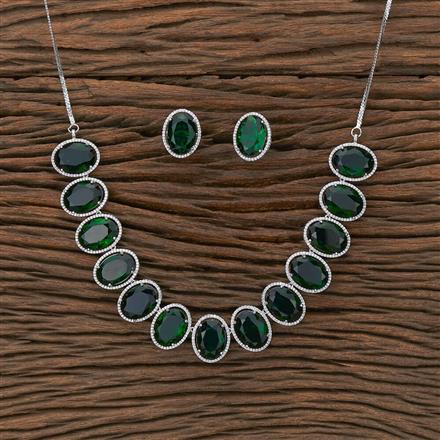 Cz Classic Necklace With Rhodium Plating