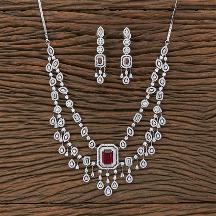 Cz Classic Necklace With Rhodium Plating