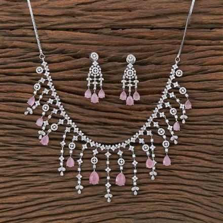 Cz Classic Necklace With Rhodium Plating